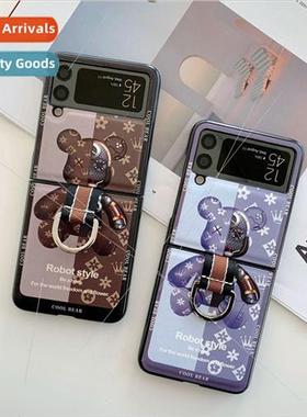 适用 Samsung Z Flip4 5G  leather finger ring phone case viol