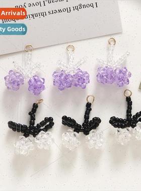 Summer new cute fruit bow earrings diy handmade knitting nic