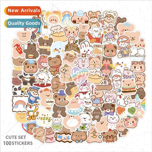 100 self-created cartoon cute ins bear girl handbook sticker