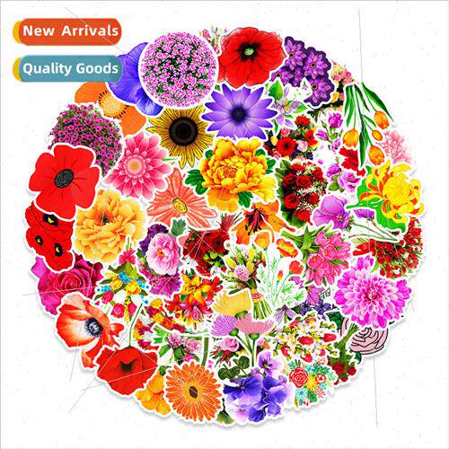 50 new botanical flowers graffiti stickers balance line car