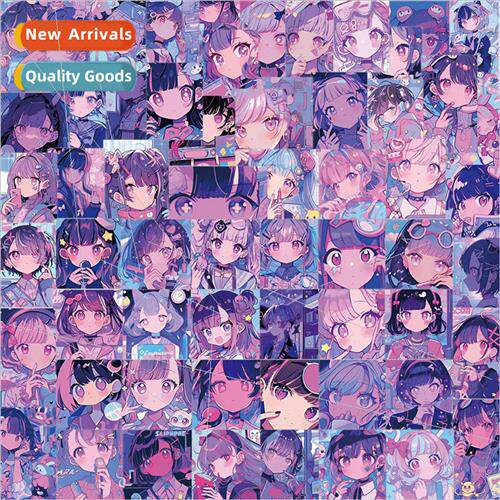 61 purple steam wave girl graffiti stickers decorative guita