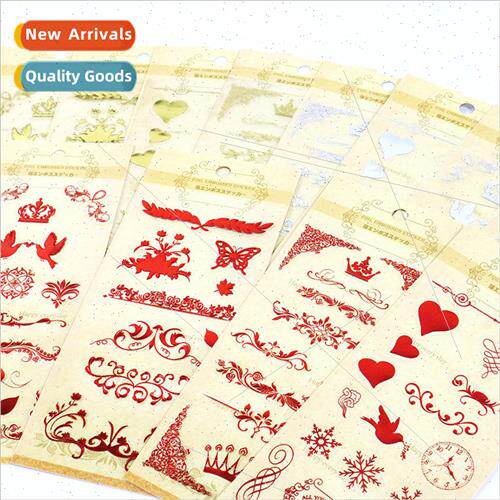 Gold foil embossed lace decorative  stickers DIY album handb