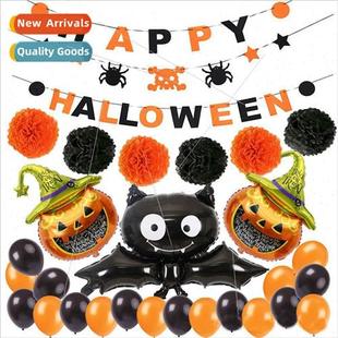 Letter Set Pull Banner Pumpk Halloween Bat Balloon