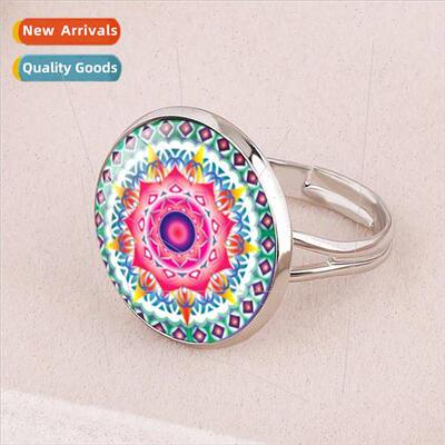 New Accessories Mandala Flower Time Gemstone Open Adjustable
