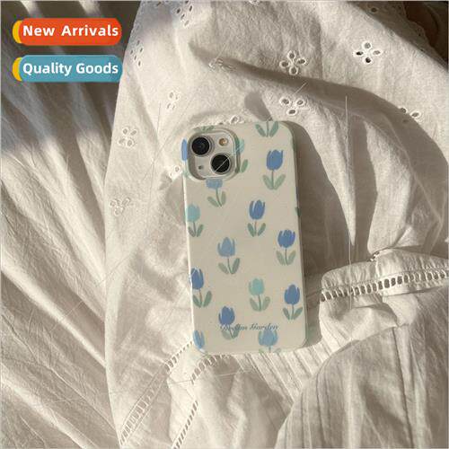 Small fresh blue tulip Apple 14P phone case 11 适用 iPhone12