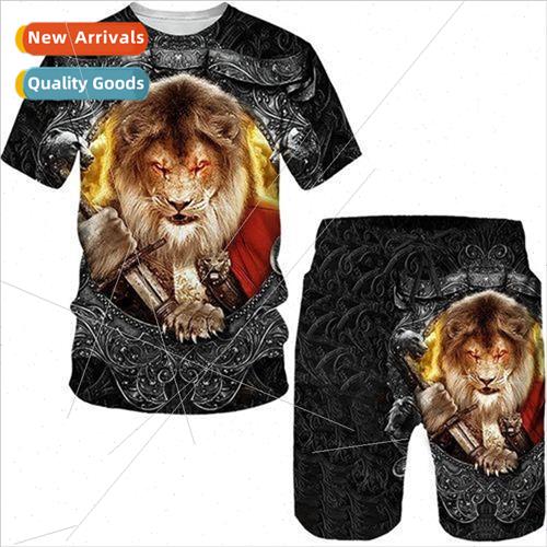 2021 new mens suit 3D digital printing animal figure short s