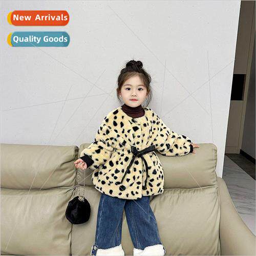 2023 fall and winter new girls leopard print wool sweater ja