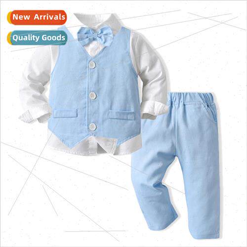 New Gentlemans Suit 2022 Boys Korean Solid Color Vest Long S