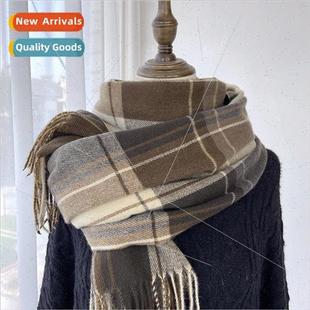 new female shawl retro Korean winter and fall scarf Plaid