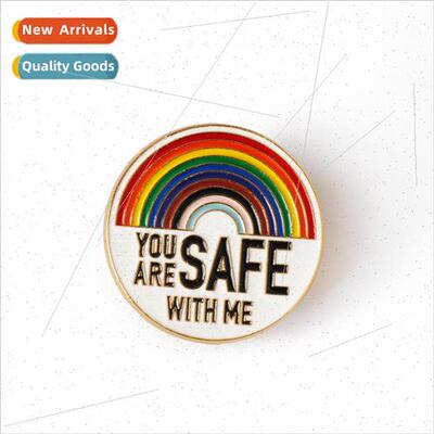 New creative rainbow brooch YOU ARE SAFE WITH ME letters dro