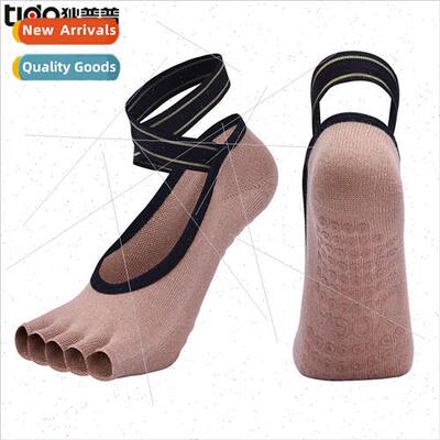 Five Fingers Yoga Socks Cross Tie Combed Cotton Split Toe Da
