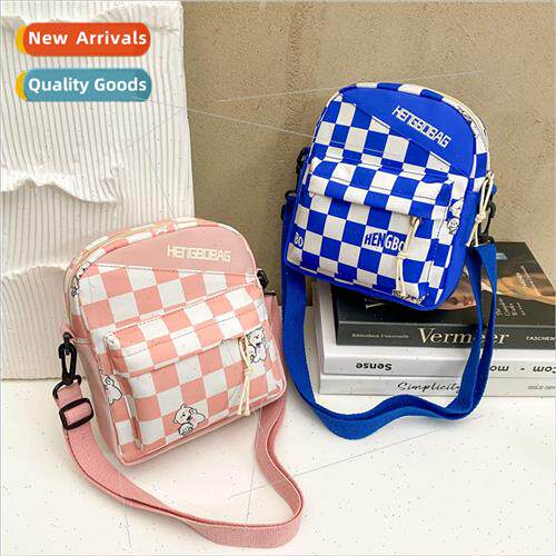 Checkerboard grid small fresh 2022 new ins literary small ba