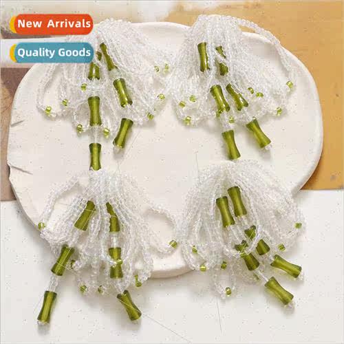 elegant green bamboo tassel flowers diy handmade weaving bea