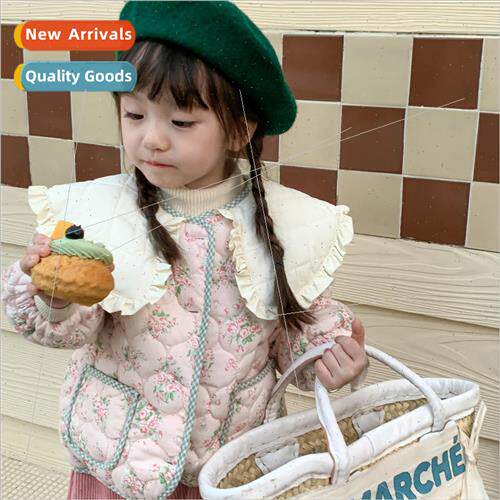 Korean childrens floral cotton dress girls 2023 winter new d
