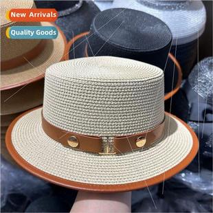 straw woven Japanese retro courtesy belt top England flat