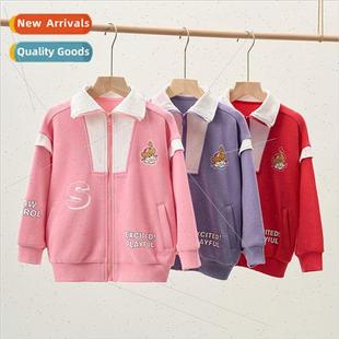 zipper cardigan soft Girls 2023 lapel breathable fall jacket