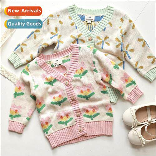 Childrens cardigan sweater 2023 fall new girls soft and com