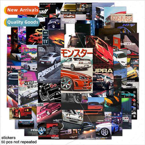 50 car JDM poster sports car cool nd stickers luggage motorc
