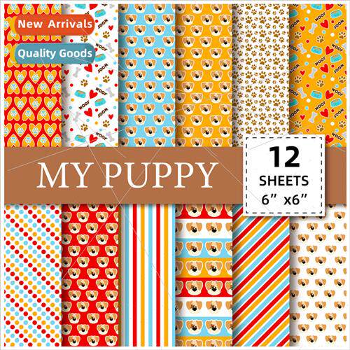 12pcs/pack material paper dog bone background paper pattern