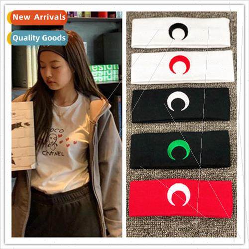 Pink beauty girl moon embroidery headband sweet and cute bun