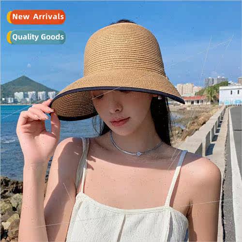 Korea hat female simple versatile large edge hollow top stra
