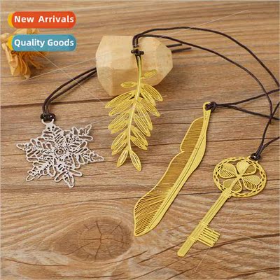 Metal bookmarks Chinese  ancient  gold-plated brass skeleton