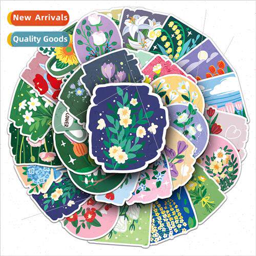 50 oil painting  flowers graffiti stickers cartoon plants ha