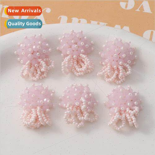 Cute girl heart tassel pink crystal flowers diy handmade bra