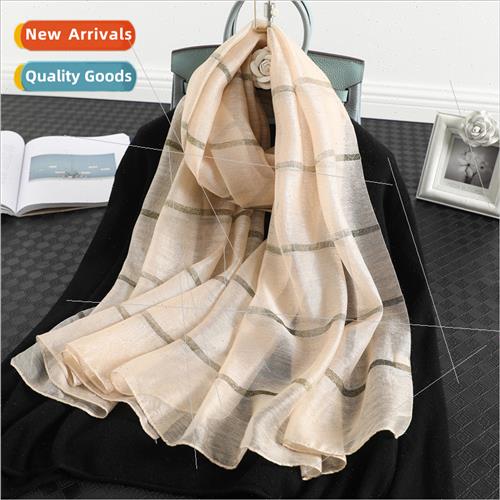 2023 Spring and Autumn New lk Wool Plaid lk Scarf Women Fash