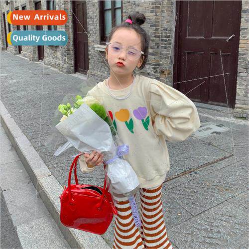 Childrens sweater 2023 fall  girls Korean  of the round neck