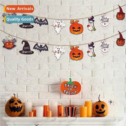 Halloween wooden hanging sign pull flag ghost festival theme