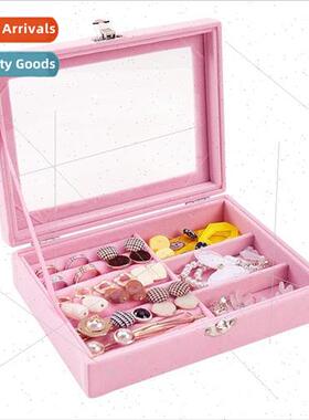 Pink jewelry box portable princess   Korean earrings simple