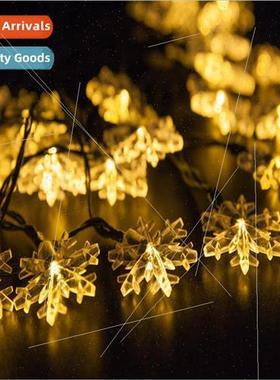 Solar String ghts LED Snowflake Christmas Day Garden Decorat