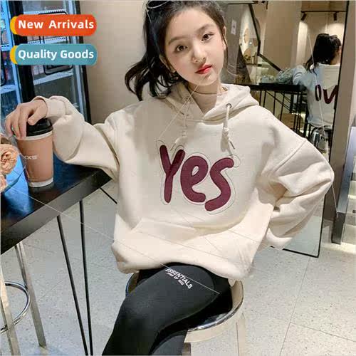 Girls padded sweater fall and winter 2023 new big girls long