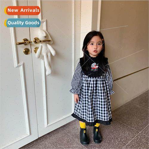 Autumn new girls 适用eign plaid dress Korean  of the strolle