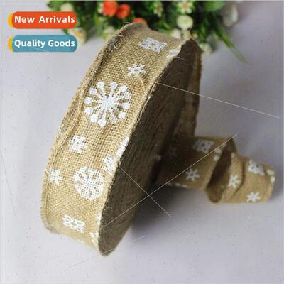 2023 New 6CM Snowflake Natural Burlap Christmas Ribbon Roll