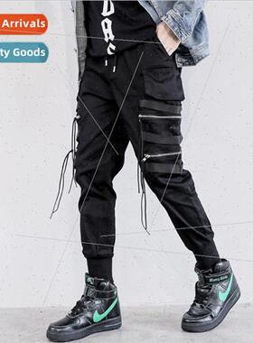 Diablo work pants mens card drawstring leg hiphop set loose