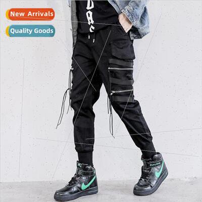 Diablo work pants mens card drawstring leg hiphop set loose