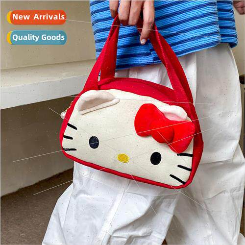 Japanese cute cat canvas handbag 2023 new cartoon soft cute