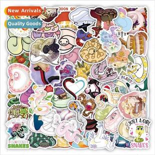 50 new cute snake cartoon graffiti stickers decorative guita