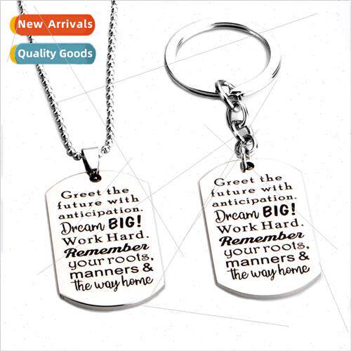 Work hard Dream BIg Stainless Steel Alphabet Keychain Neckla