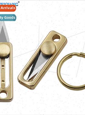 Brass mini knife sharp pocket push-pull knife carry portable
