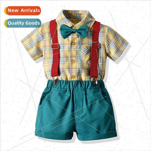 New childrens clothing 2020 summer multicolor plaid short-sl