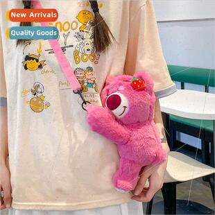 Japanese pink strawberry bear plush bag female 2022 new cart