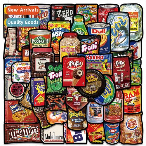 48 new American food snacks graffiti stickers luggage guitar
