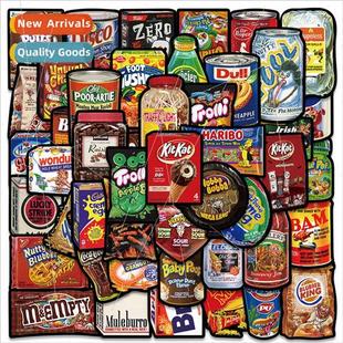 48 new American food snacks graffiti stickers luggage guitar