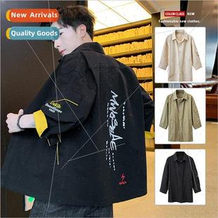 loose mens Kong Hong handsome Korean new fall shirt Work