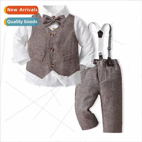 Autumn boys gentleman suit childrens long-sleeved cotton shi