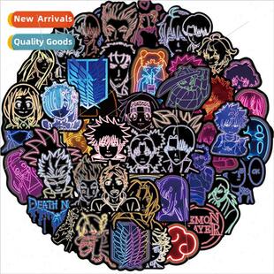 50pcs of anime neon mixed stickers decorative luggage notebo