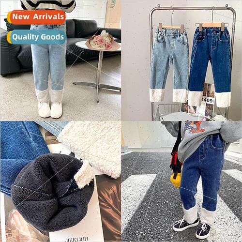Girls winter padded Slim hit color straight pants childrens